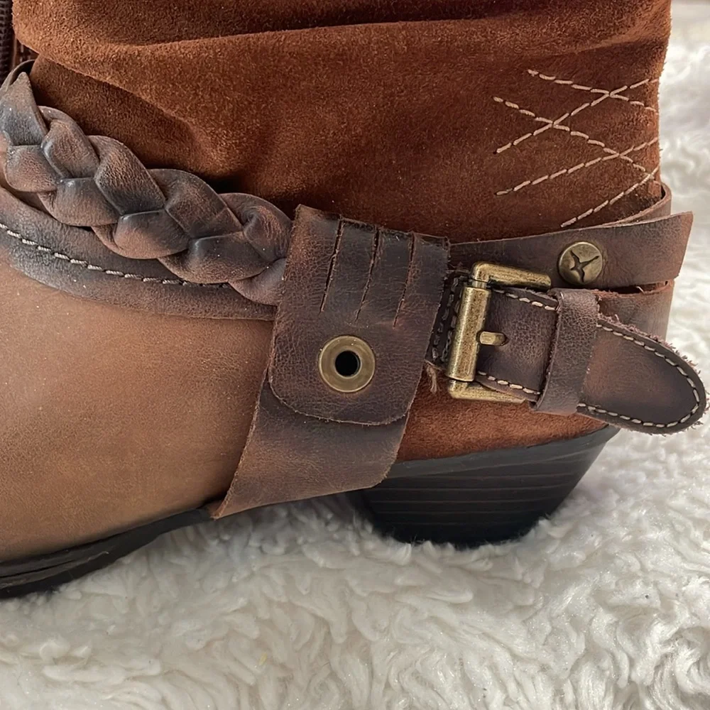 Pikolinos Women’s Brown Mid Calf Ankle Suede Leather Boots Buckles US 8-8.5 (39) - Picture 4 of 13